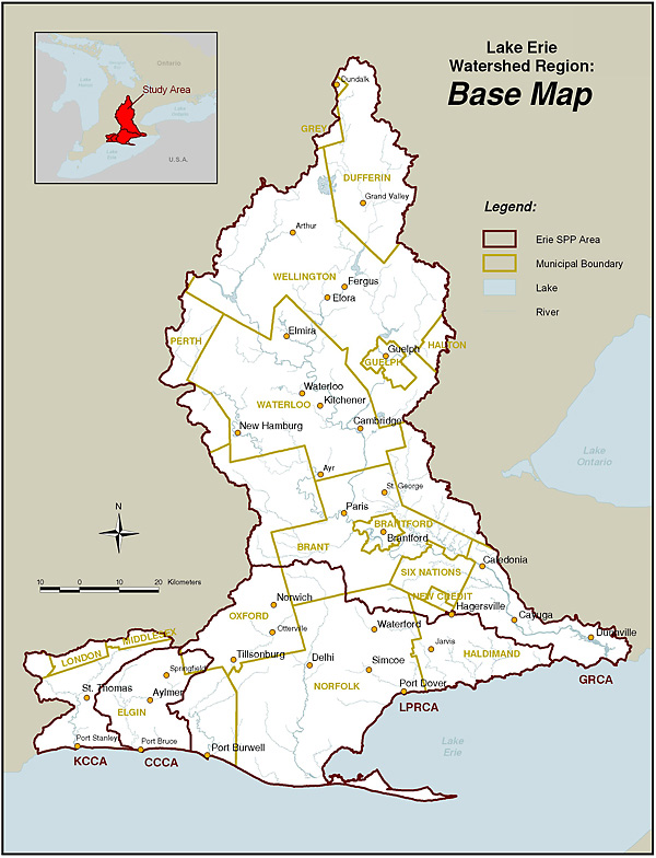 Map of the Lake Erie Source Protection Region
